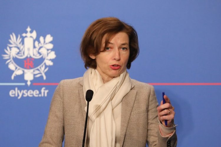 French Defence Minister Florence Parly speaks during a press briefing following the weekly Cabinet meeting on February 8, 2018 at the Elysee palace in Paris. / AFP PHOTO / LUDOVIC MARIN